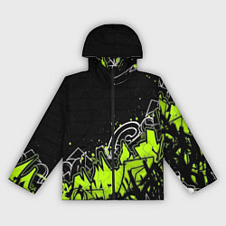 Ветровка с капюшоном женская Яркое граффити на черной стене, цвет: 3D-черный