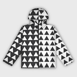 Ветровка с капюшоном женская Черно-белые треугольники паттерн, цвет: 3D-черный