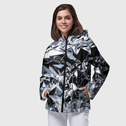 Ветровка с капюшоном женская Aesthetic visual art silver, цвет: 3D-черный — фото 2