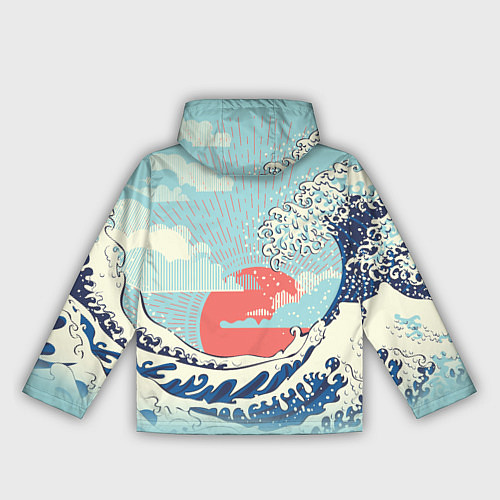 Женская ветровка Морской пейзаж с большими волнами на закате / 3D-Черный – фото 2