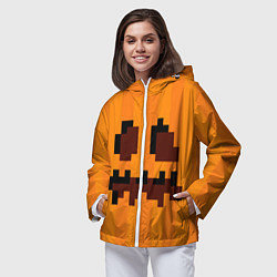 Ветровка с капюшоном женская Тыква - Майнкрафт - Хеллоуин, цвет: 3D-белый — фото 2