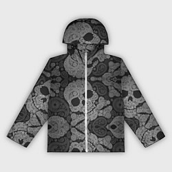 Ветровка с капюшоном женская Абстрактные черепа пейсли, цвет: 3D-белый