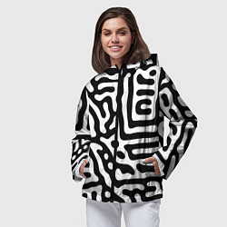 Ветровка с капюшоном женская Черно-белый фон, цвет: 3D-черный — фото 2