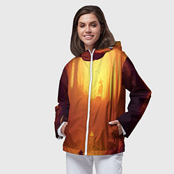 Ветровка с капюшоном женская Темная ведьма колдует в жутком лесу, цвет: 3D-белый — фото 2