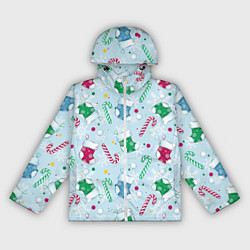 Ветровка с капюшоном женская Новогодний паттерн, цвет: 3D-белый