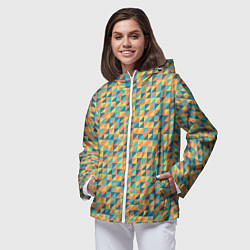 Ветровка с капюшоном женская Абстрактный мозаичный узор, цвет: 3D-белый — фото 2