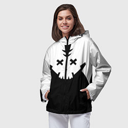 Ветровка с капюшоном женская Татуировка Ребекки - ЧБ, цвет: 3D-черный — фото 2