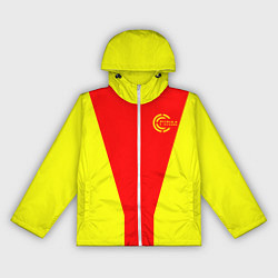 Ветровка с капюшоном женская FIRM желто-красная, цвет: 3D-белый