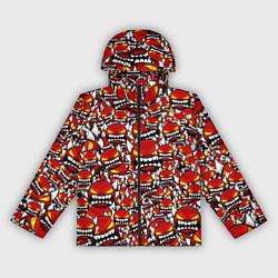 Ветровка с капюшоном женская Геометри Даш демоны паттерн, цвет: 3D-черный