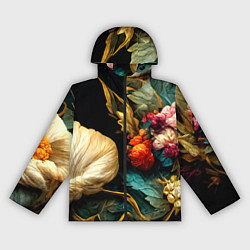 Ветровка с капюшоном женская Винтажные цветы акварелью, цвет: 3D-черный