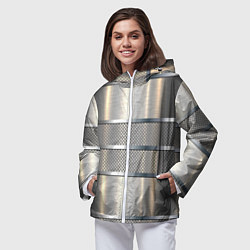 Ветровка с капюшоном женская Металлические полосы - текстура алюминия, цвет: 3D-белый — фото 2