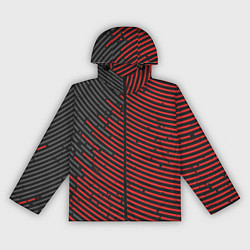 Ветровка с капюшоном женская Красно-серые круги, цвет: 3D-черный