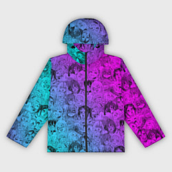 Ветровка с капюшоном женская Ахегао девушки градиент, цвет: 3D-черный