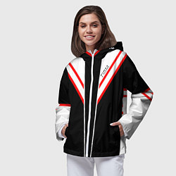 Ветровка с капюшоном женская FIRM черная с белым углом, цвет: 3D-белый — фото 2