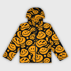 Ветровка с капюшоном женская Растекающийся оранжевый смайл, цвет: 3D-черный