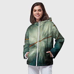 Ветровка с капюшоном женская Туман, лучи и краски, цвет: 3D-белый — фото 2