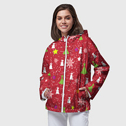Ветровка с капюшоном женская Red new year, цвет: 3D-белый — фото 2