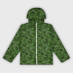 Ветровка с капюшоном женская Милитари иероглифы, цвет: 3D-белый