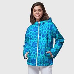 Ветровка с капюшоном женская New Year snowflakes, цвет: 3D-белый — фото 2