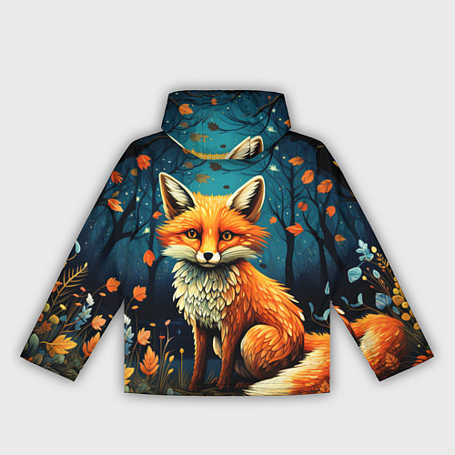 Женская ветровка Лиса в Folk Art стиле / 3D-Черный – фото 2