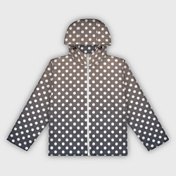 Ветровка с капюшоном женская Белый горошек на сером, коричневом градиенте, цвет: 3D-белый