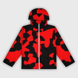 Ветровка с капюшоном женская Черно-красный авторский арт, цвет: 3D-белый
