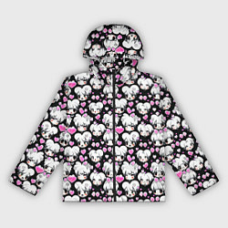 Ветровка с капюшоном женская Ахегао и сердечки, цвет: 3D-черный