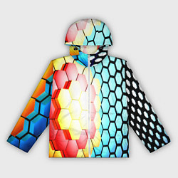 Ветровка с капюшоном женская Shape abstract color, цвет: 3D-белый