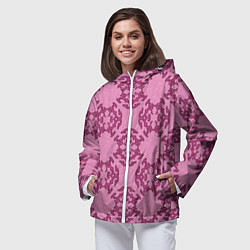 Ветровка с капюшоном женская Розовая витиеватая загогулина, цвет: 3D-белый — фото 2