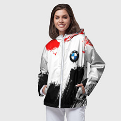 Ветровка с капюшоном женская BMW art, цвет: 3D-белый — фото 2