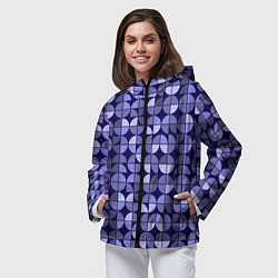 Ветровка с капюшоном женская Фиолетовая геометрия Ретро паттерн, цвет: 3D-черный — фото 2