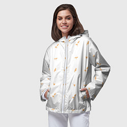 Ветровка с капюшоном женская Паттерн с листьями, цвет: 3D-белый — фото 2