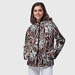 Ветровка с капюшоном женская Floral pattern - vanguard, цвет: 3D-черный — фото 2