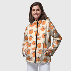Ветровка с капюшоном женская Человек-бензопила - Почита и хлебушек, цвет: 3D-черный — фото 2