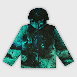 Ветровка с капюшоном женская Черно-зеленые разводы краски, цвет: 3D-черный
