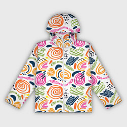 Ветровка с капюшоном женская Геометрический паттерн, цвет: 3D-белый