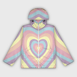 Ветровка с капюшоном женская Сердца пастельные оттенки, цвет: 3D-белый