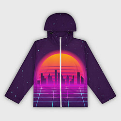 Ветровка с капюшоном женская Futuristic Retro City, цвет: 3D-белый