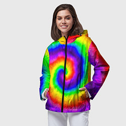 Ветровка с капюшоном женская Тай-дай, цвет: 3D-черный — фото 2