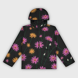 Ветровка с капюшоном женская Полевые цветы на черном фоне, цвет: 3D-черный