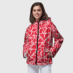 Ветровка с капюшоном женская Абстракция сердце, цвет: 3D-черный — фото 2