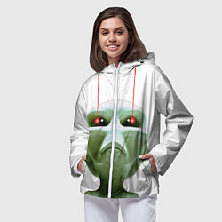 Ветровка с капюшоном женская Пришелец атакует, цвет: 3D-белый — фото 2