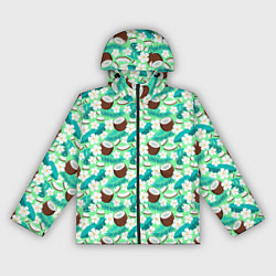 Ветровка с капюшоном женская Летний паттерн с кокосом, цвет: 3D-черный