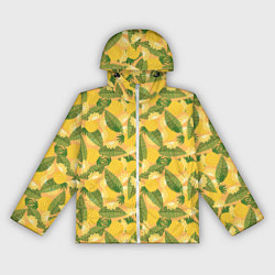 Ветровка с капюшоном женская Летний паттерн с ананасами, цвет: 3D-белый