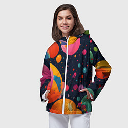 Ветровка с капюшоном женская Море шаров, цвет: 3D-белый — фото 2