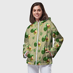 Ветровка с капюшоном женская Авокадо и веточка, цвет: 3D-белый — фото 2