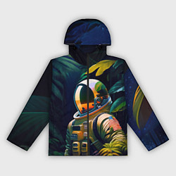 Ветровка с капюшоном женская Космонавт в зарослях, цвет: 3D-черный