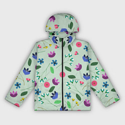 Ветровка с капюшоном женская Цветы, веточки и листья, цвет: 3D-черный