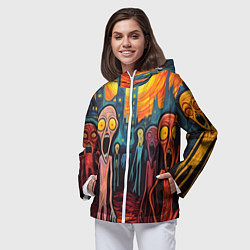 Ветровка с капюшоном женская Зомби пришли за тобой, цвет: 3D-белый — фото 2