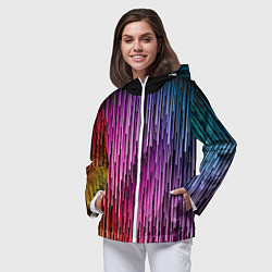 Ветровка с капюшоном женская Радужные узор полосы, цвет: 3D-белый — фото 2